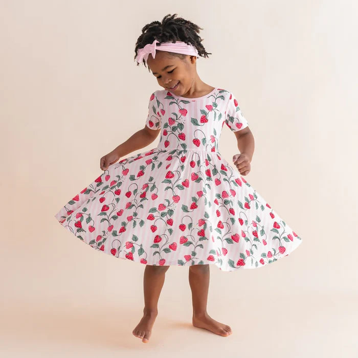 Kyte baby Short Sleeve twirl Dress - Strawberry Fields