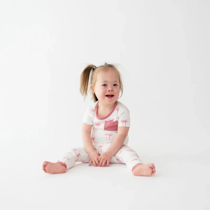 Kyte Baby Short Sleeve with Pants Pajama Set - Bow