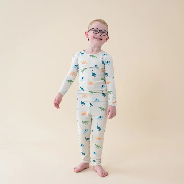 Kyte Baby Toddler Long Sleeve Pajama Set - Ecru Roar