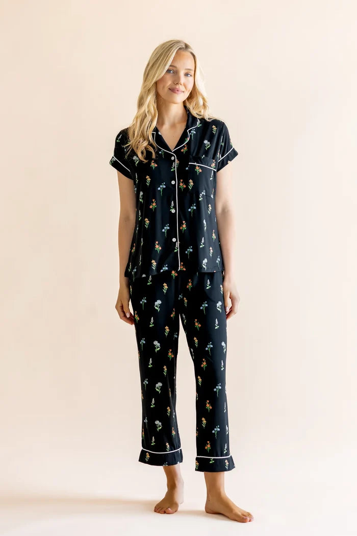 Kyte Baby Women's Short Sleeve Cropped Pajama Set - Midnight Wildflower