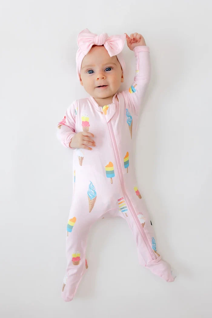 Kyte Baby Zippered Footie - Sakura Ice Cream
