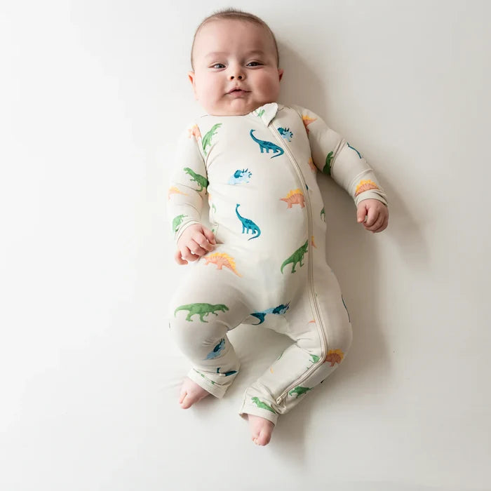 Kyte Baby Zippered Romper - Ecru Roar