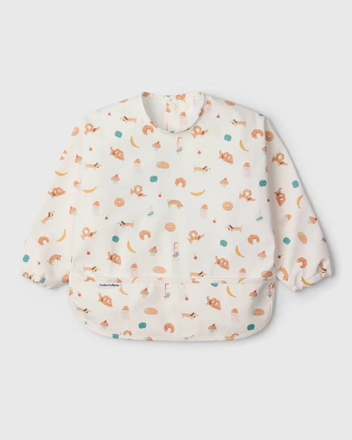 Loulou Lollipop Long Sleeve Bib - French Breakfast