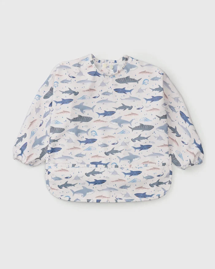 Loulou Lollipop Long Sleeve Bib - Smiley Sharks