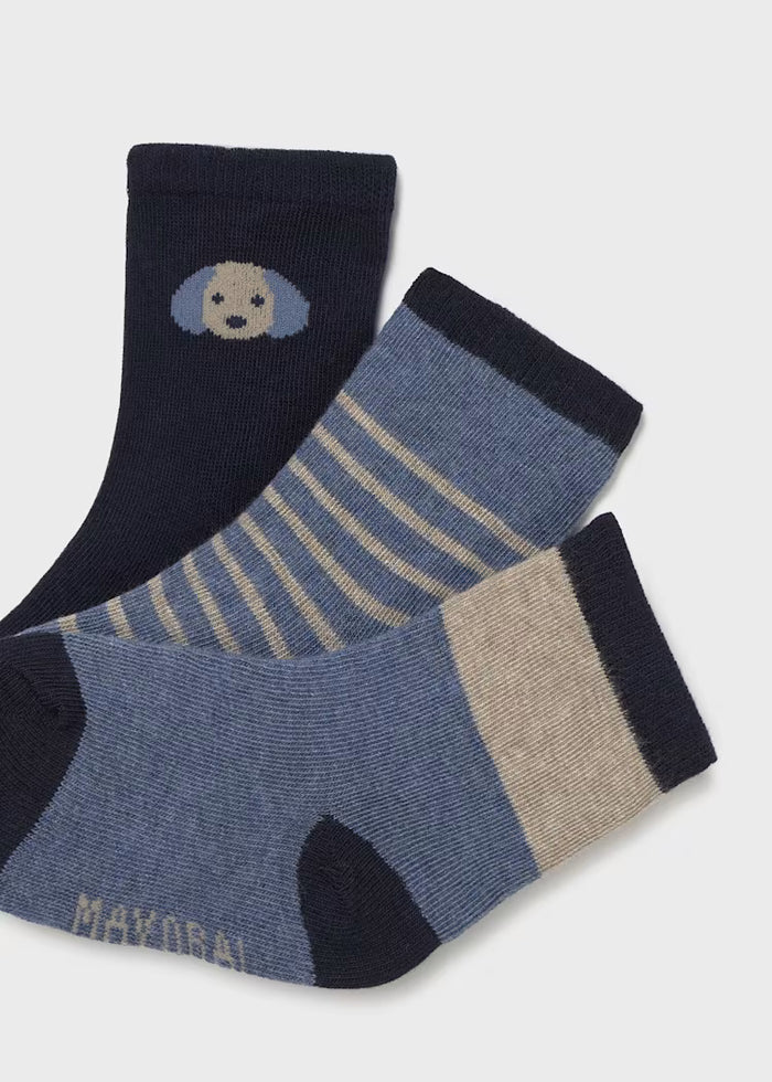 Mayoral 3 Pairs Sock Set - Dark Blue