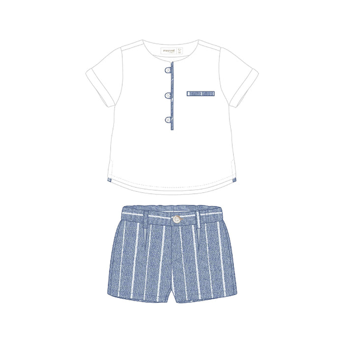 Mayoral Flat Short Set - White/Riviera