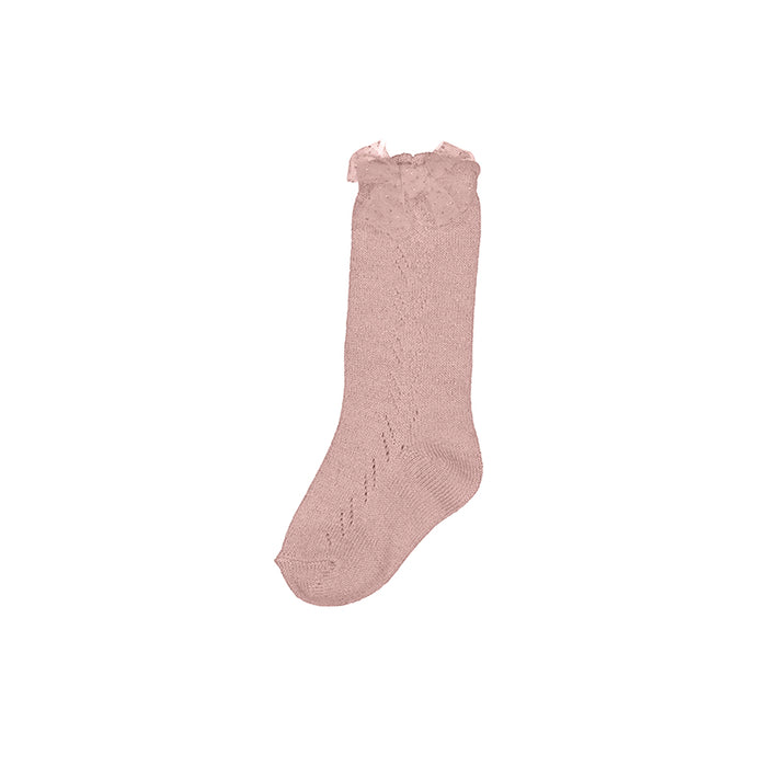Mayoral Knee High Sock - Crystal Pink With Bow