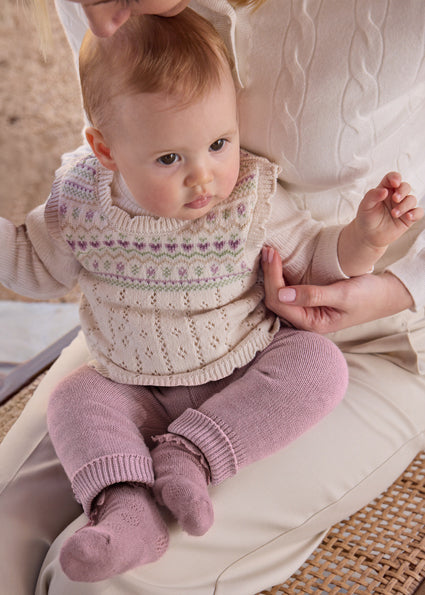 Mayoral Knit Legging and Vest Set - Mauve