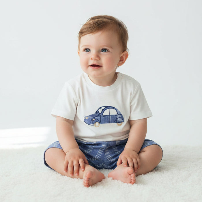 Mayoral Linen Short and T-Shirt Set - Capri Blue