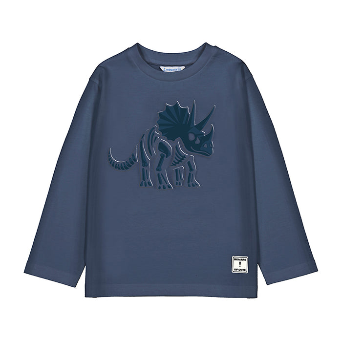 Mayoral Long Sleeve Pullover Sweatshirt - Steel Blue Dinosaur