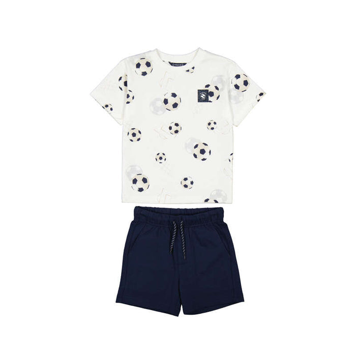 Mayoral Shorts and T-Shirt Set - Printed Navy Soccer