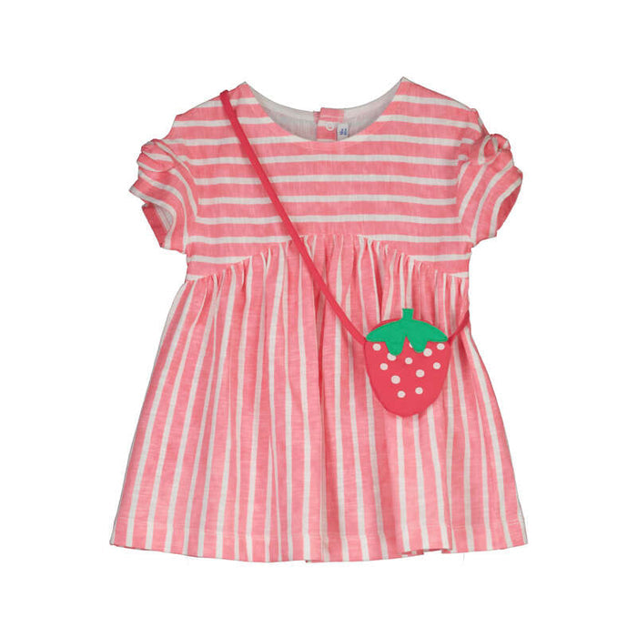 Mayoral Striped Dress with Crossbody bag- Geranium