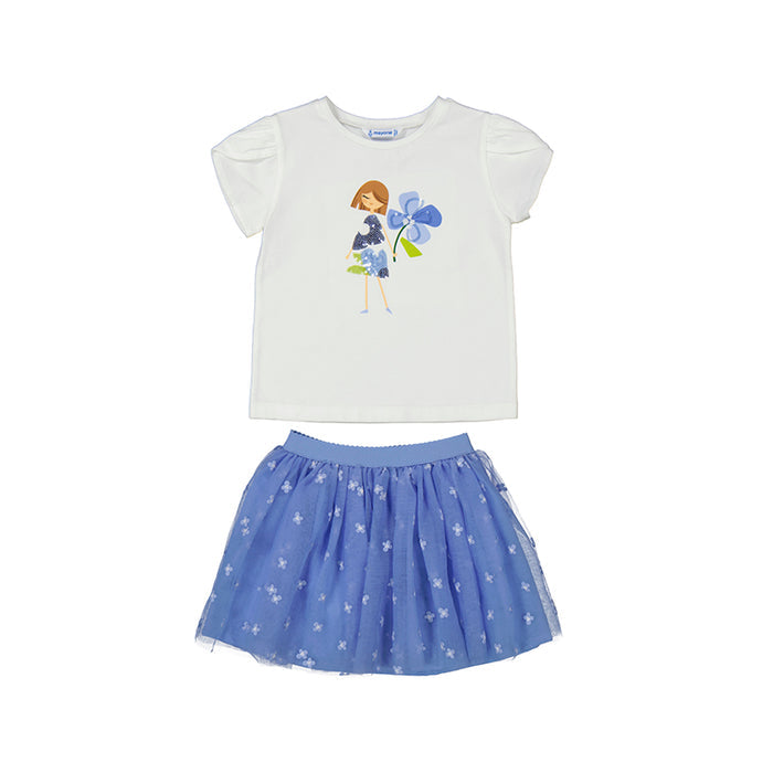 Mayoral Tulle Skirt Set - Indigo