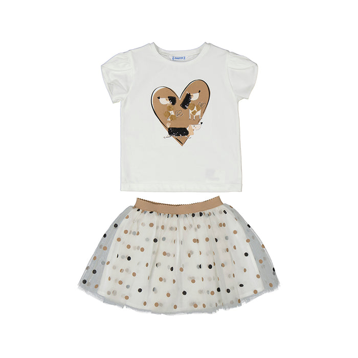 Mayoral Tulle Skirt Set - Natural