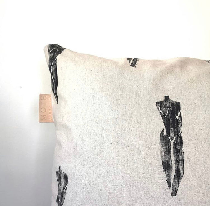 Moth Hand Painted Linen Pillow Covers