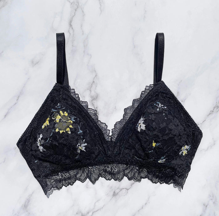 Night Garden Triangle Bralette | Black