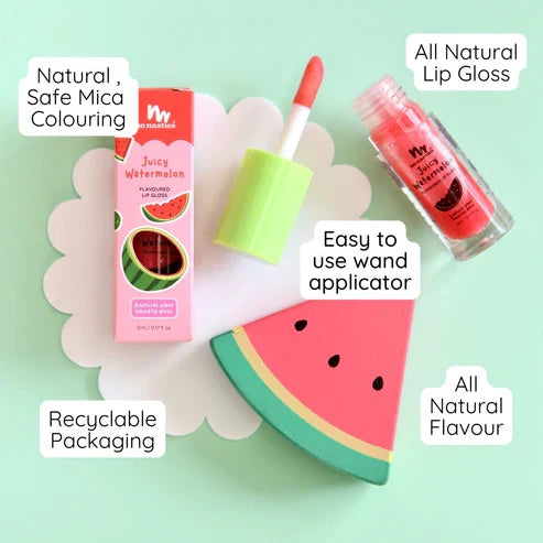 No Nasties Natural Kids Lip Gloss - Juicy Watermelon - Bright Watermelon Coloured