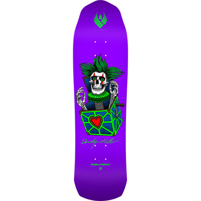 Powell Peralta Pro Chris Hiett Skull FLIGHT Skateboard Deck Purple 8.5
