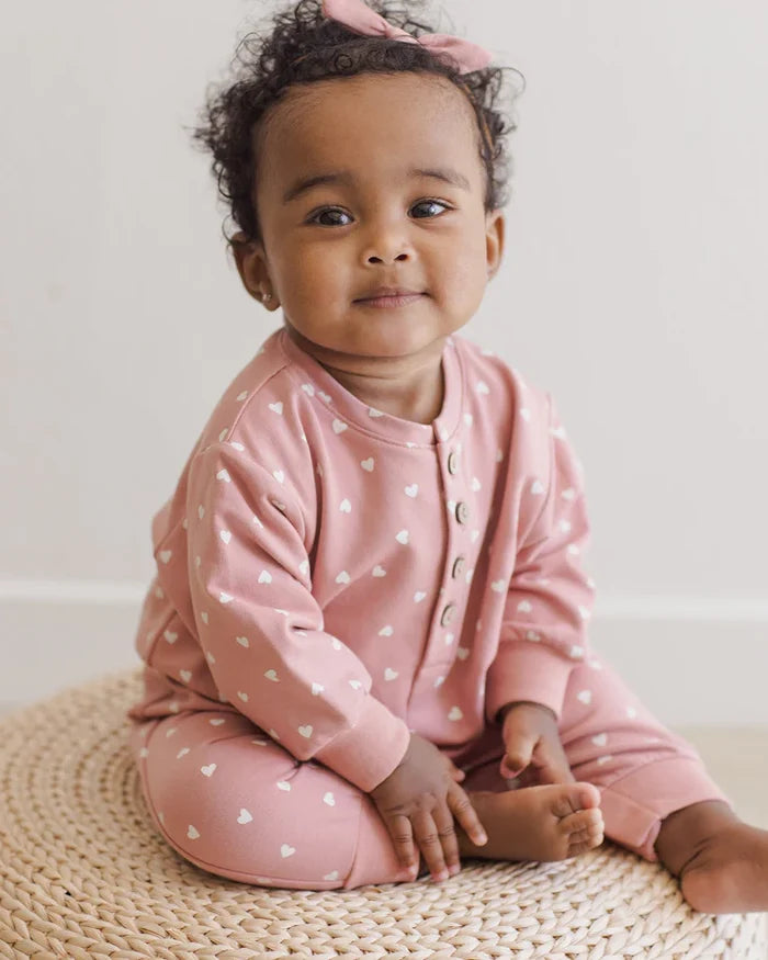 Quincy Mae Relaxed Jumpsuit Lipstick Hearts