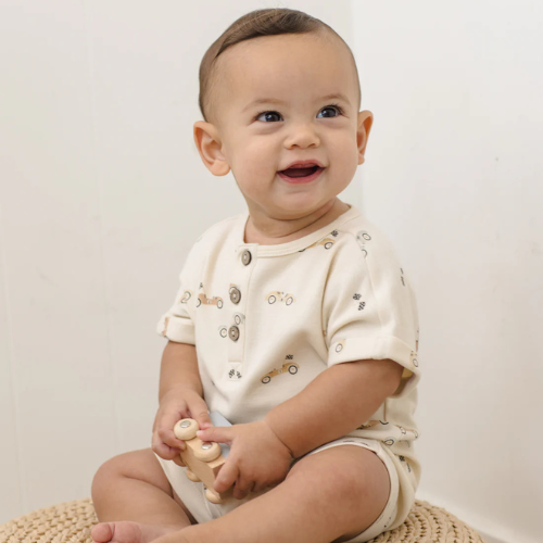 Quincy Mae Short Sleeve One-Piece - Race Car