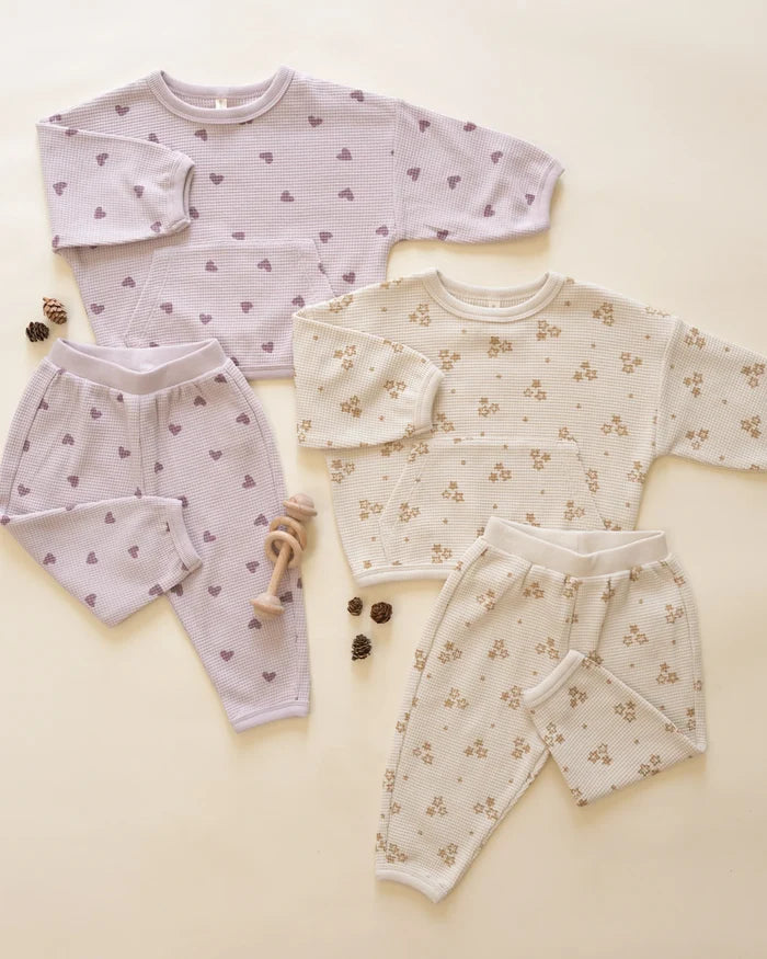 Quincy Mae Waffle Slouch Set - Hearts