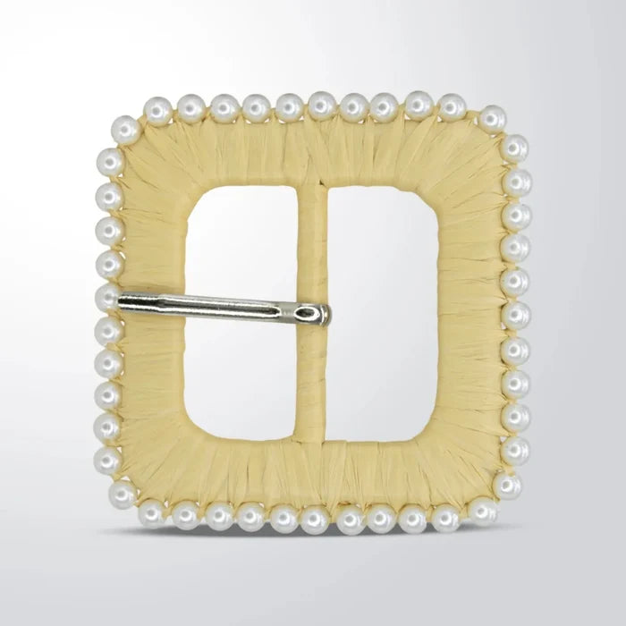 Cream Pearl Raffia Buckle