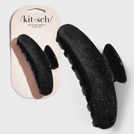 Recycled Plastic Claw Clip - Black Glitter