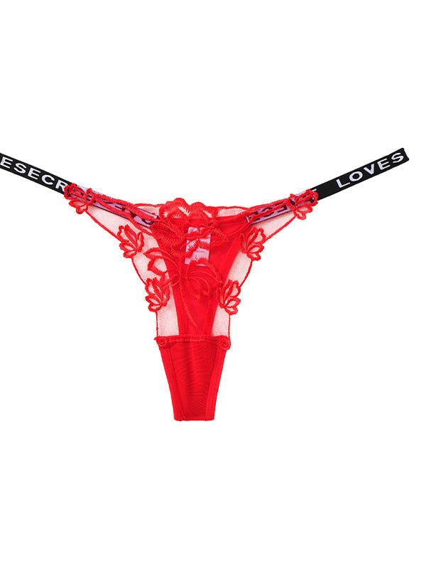 Sexy Flower Lace Mesh T-back Panties