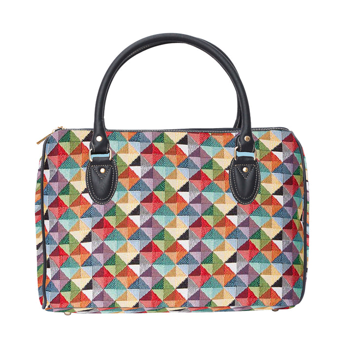 TRAV-MTRI | MULTICOLOR TRIANGLE TRAVEL BAG WEEKEND GYM HOLDALL - www.signareusa.com