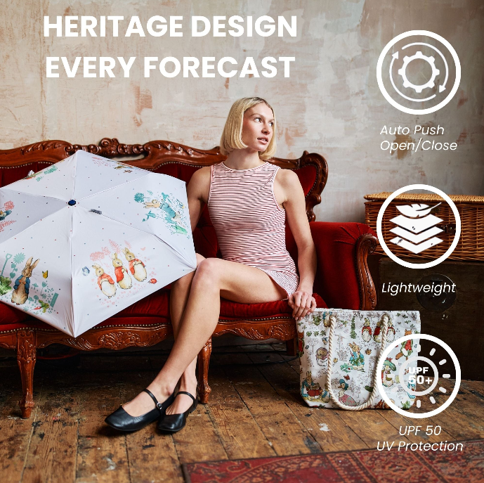 UM-AUTO-BP-PETER | Peter Rabbit Blue and White Automatic Folding Umbrella