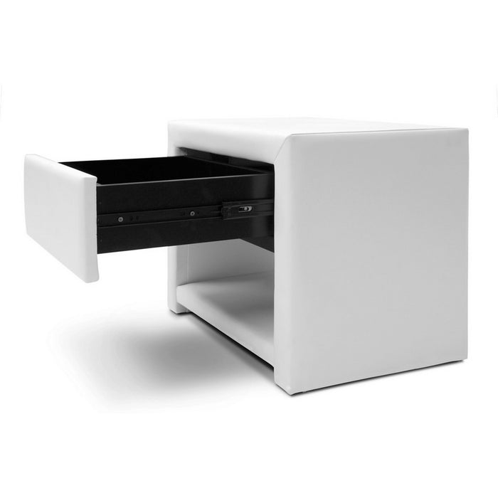Urban Designs 16-Inch Massey White Upholstered Modern Nightstand
