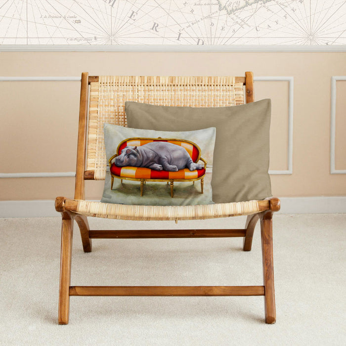 Wildlife At Leisure Decorative Pillow Cover - Hippo