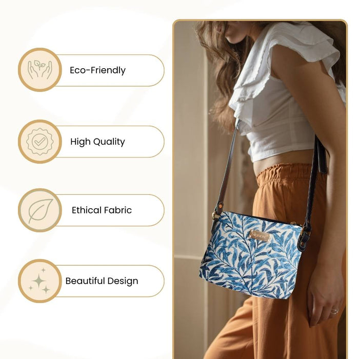 XB02-WIOW | WILLIAM MORRIS WILLOW BOUGH CROSS BODY BAG PURSE HANDBAG