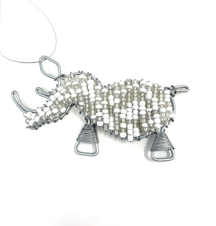 Zulu Beaded Rhino Christmas Ornament