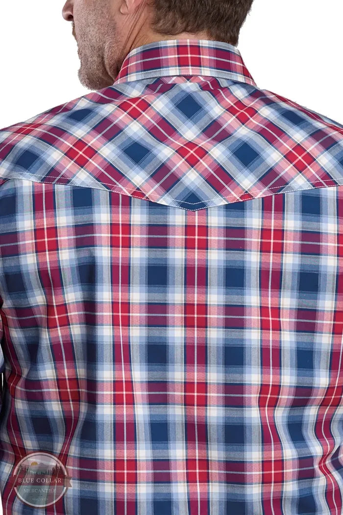 Roper 03-001-0278-3019 MU Men's Amarillo Collection Long Sleeve American Plaid Western Snap Shirt back view