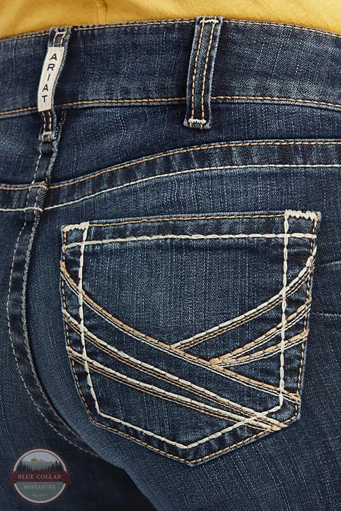 Ariat 10041059 Lexie Perfect Rise Boot Cut Jean back pocket stitching detail view