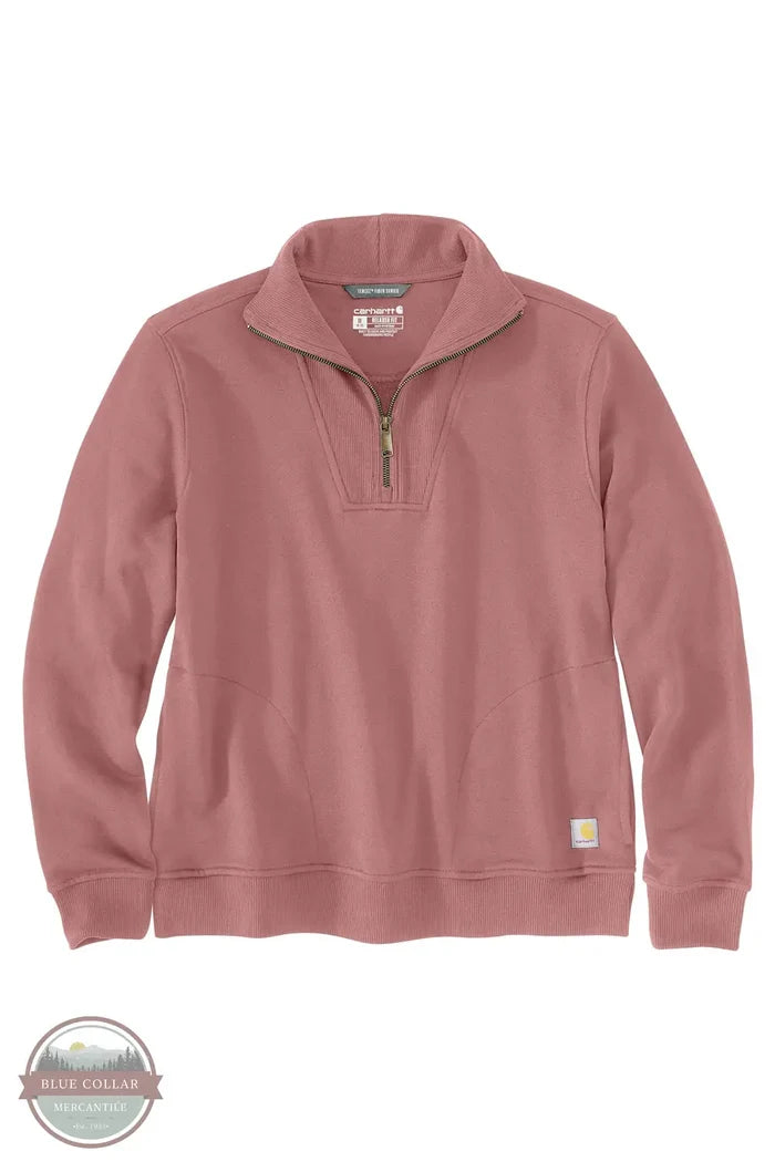 Carhartt 106451 P54 Pink French Terry TENCEL™ Fiber Series Relaxed Fit Half-Zip Sweatshirt