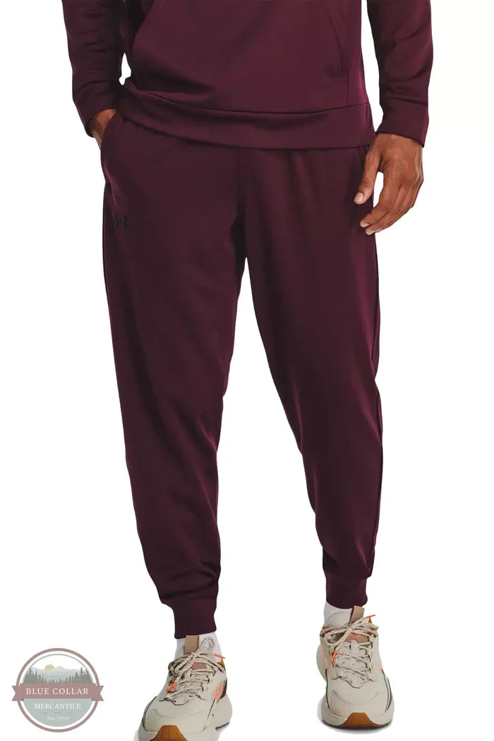 Under Armour 1373362 Armour Fleece Jogger Pants Dark Maroon Front View