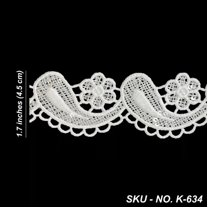 1.7 inch | Paisely Floral Sequins Lace | 2 Meter | SKU-K-634