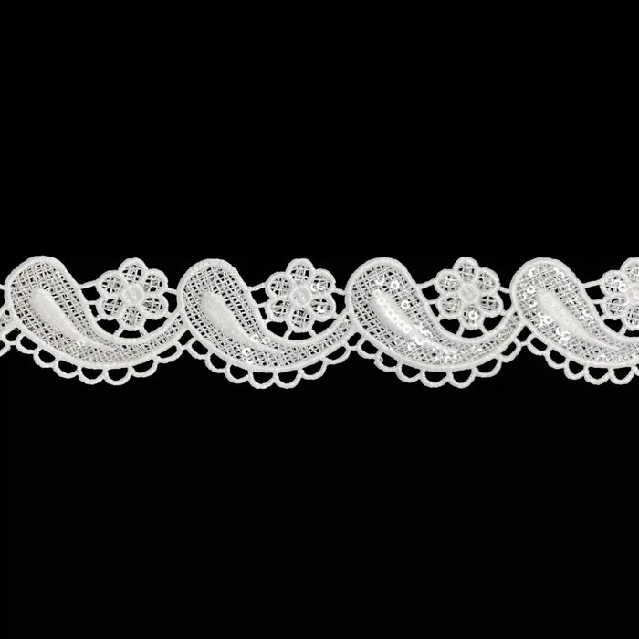 1.7 inch | Paisely Floral Sequins Lace | 2 Meter | SKU-K-634