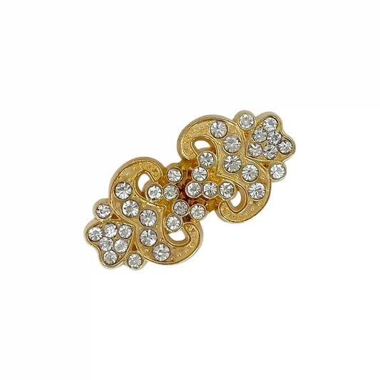 2 Pair | Fractured Cracked-Texture Rhinestone Flat Button