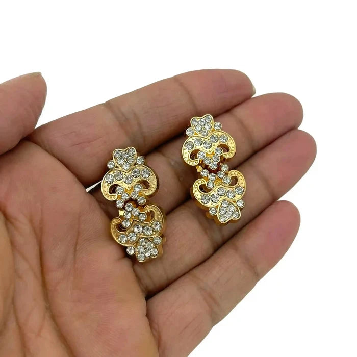 2 Pair | Fractured Cracked-Texture Rhinestone Flat Button