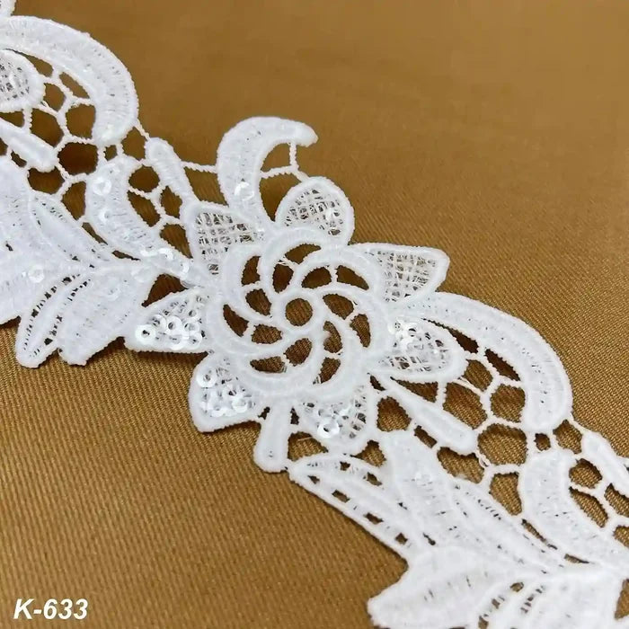 2.1 inch | White Leaf Vine Lace |  2 Meter | K-633