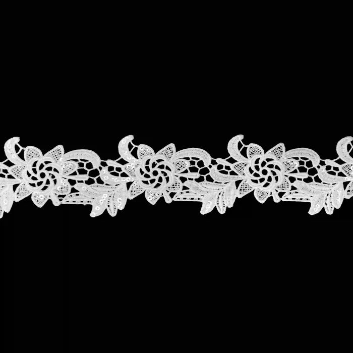 2.1 inch | White Leaf Vine Lace |  2 Meter | K-633