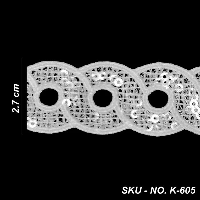 2.7 cm | White Geometric Ring Border | 2 Meter | SKU-K605