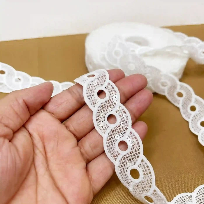 2.7 cm | White Geometric Ring Border | 2 Meter | SKU-K605