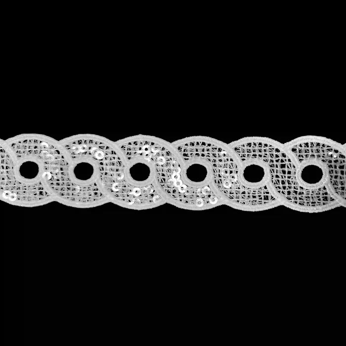 2.7 cm | White Geometric Ring Border | 2 Meter | SKU-K605