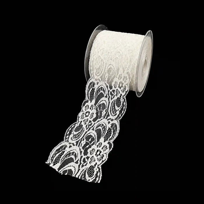 3.1 inch | White Floral Nylon Lace | 5 Meters | SKU-113