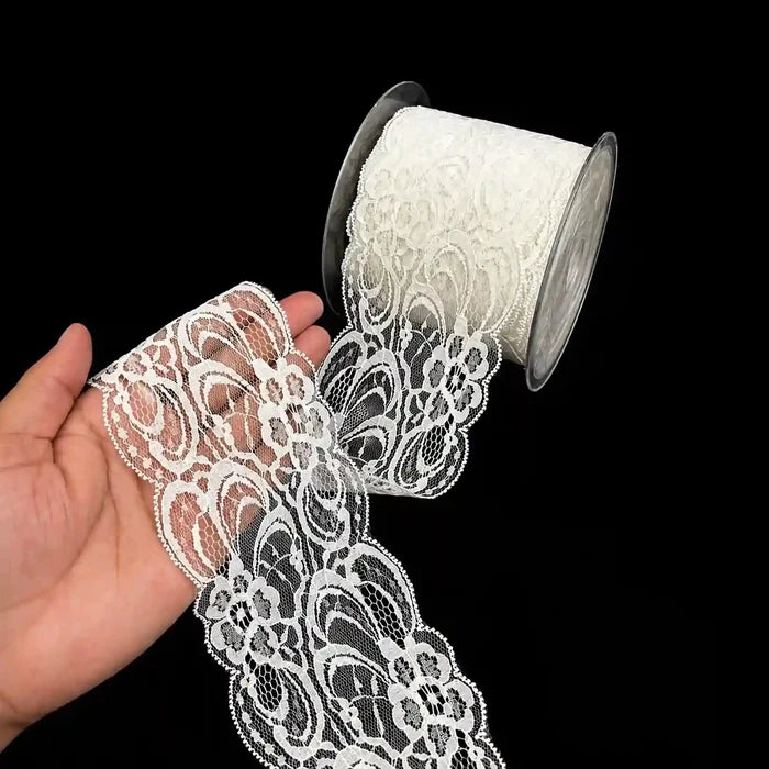 3.1 inch | White Floral Nylon Lace | 5 Meters | SKU-113
