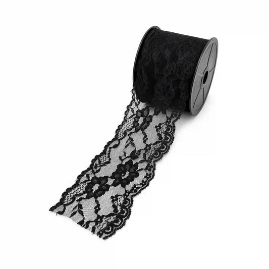 3.3 inch | Black Floral Pattern Lace | 5 Meters | SKU-B57